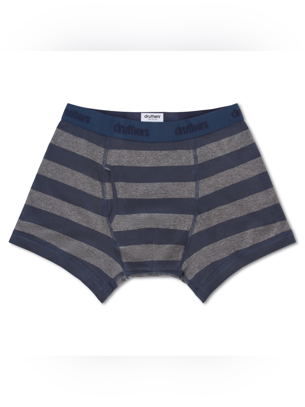 Druthers ORGANIC COTTON BOXER BRIEFS - CHARCOAL NAVY STRIPE Size Small